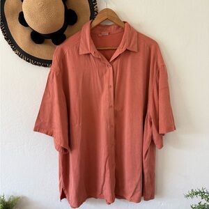 Tianello S.S. Camp Shirt Tencel Casual Button Down Shirt Relaxed Fit 2X